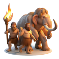 wonderful classic A group of cavemen hunting a mammoth, illuminated by flickering torchlight. Prehistoric, realistic style genuine png