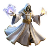 dramatic abstract A powerful sorcerer with flowing white robes and glowing hands, casting a spell of swirling arcane energy, under dramatic, stormy lighting. Style Slayers authentic png