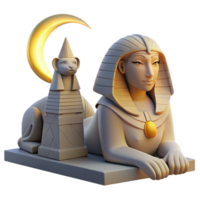 elegant classic A mysterious sphinx with the body of a lion and the head of a woman, gazing into the distance, illuminated by the soft glow of the moon. Ancient Egyptian-inspired art style 4K png