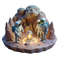 stunning abstract A group of astronauts exploring a vast, underground cavern on an alien planet, illuminated by their headlamps. Dark, mysterious lighting, photorealistic style premium png