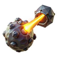 elegant minimalist A powerful energy beam emanating from a futuristic weapon, destroying a large asteroid. Intense, blinding lighting, comic book style genuine png