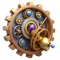 beautiful traditional A cosmic clockwork mechanism, its gears and cogs turning slowly, governing the laws of the universe. Steampunk, intricate detail high quality png