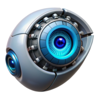 beautiful rustic A close-up of a cyborg's eye, revealing intricate mechanical components. Cool, neon lighting, cyberpunk style 4K png