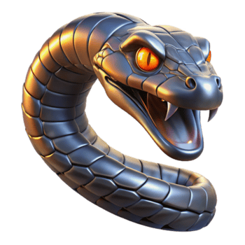 lindo clássico biomecânico serpente com balanças fez do polido cromada e olhos do brilhando brasas, escuro, temperamental iluminação, fantasia estilo detalhado png