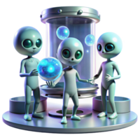 stunning vintage A group of aliens with telekinetic powers, levitating objects in a futuristic laboratory. Soft, ethereal lighting, surreal style high resolution png