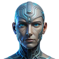 wonderful minimalist A human face with intricate circuitry embedded beneath the skin, cool, clinical lighting, cyberpunk style authentic png