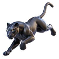 magnificent artistic A sleek black panther gracefully leaping through the air, muscles rippling, illuminated by dramatic chiaroscuro lighting, in a dynamic comic book style high quality png