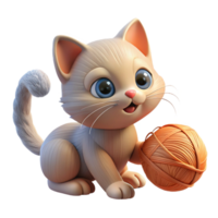 vibrant creative A playful kitten batting at a ball of yarn, its fluffy fur illuminated by soft window light, in a charming, whimsical style genuine png