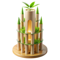 serene modern Bamboo skyscraper, sustainable and innovative design, natural light filtering through the bamboo, futuristic and eco-friendly style detailed png