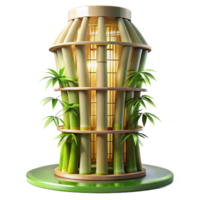 vibrant contemporary Bamboo skyscraper, sustainable and innovative design, natural light filtering through the bamboo, futuristic and eco-friendly style detailed png