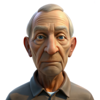 extraordinary artistic Close-up portrait of an elderly man with deep wrinkles and a weathered face, illuminated by a single, overhead spotlight, in a hyperrealistic style authentic png