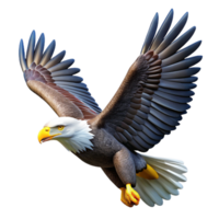 extraordinary contemporary A majestic bald eagle soaring through a clear blue sky, dynamic lighting, realistic style high quality png