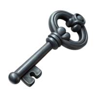 dramatic rustic A charcoal drawing of a vintage skeleton key, strong contrasts, dramatic chiaroscuro lighting, gothic style 4K png