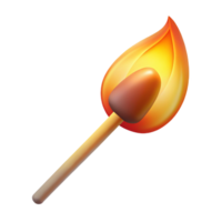 wonderful classic A single, burning matchstick, with the flame casting a warm glow, against a dark, invisible background high quality png