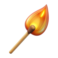 magnificent contemporary A single, burning matchstick, with the flame casting a warm glow, against a dark, invisible background professional png