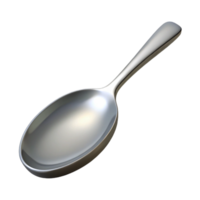 impressive classic A polished silver spoon resting diagonally on a smooth, grey stone surface, lit by a bright, cool light from the top left 4K png