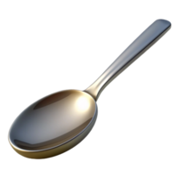 beautiful classic A polished silver spoon resting diagonally on a smooth, grey stone surface, lit by a bright, cool light from the top left 4K png