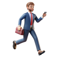 extraordinary creative Businessman walking down a busy street talking on his phone, fast-paced motion blur, sharp focus on the subject genuine png