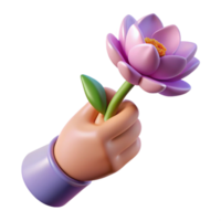 elegant modern A human hand holding a single flower, soft diffused light, realistic rendering, minimalist gesture study genuine png