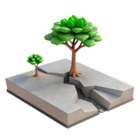 serene vintage A lone tree growing out of a crack in the pavement, stark contrast, minimalist style genuine png