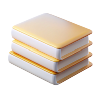 vibrant vintage A stack of three plain white books, slightly offset, with a warm, diffused light from behind professional png