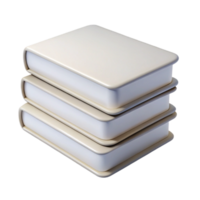 stunning classic A stack of three plain white books, slightly offset, with a warm, diffused light from behind high resolution png