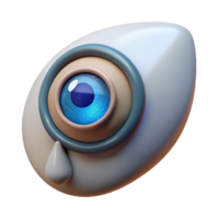 serene creative A close-up of a cybernetic eye shedding a single tear, melancholic and evocative, soft, diffused lighting high resolution png