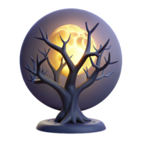 impressive minimalist A full moon shining through the branches of a tree, mystical lighting, silhouette high quality png