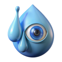 elegant abstract A single tear falling from a giant eye, transforming into a shimmering waterfall, bathed in soft blue light, Art Nouveau style high quality png
