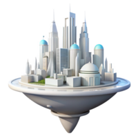 beautiful modern A futuristic floating city, sleek white architecture, bright sunlight, utopian style 4K png