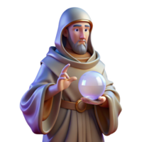 vibrant classic A wise oracle, draped in flowing robes, consulting a crystal ball, mystical, ethereal lighting. Renaissance style authentic png