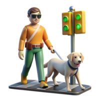impressive abstract A robotic guide dog leading a visually impaired person through a busy street, illuminated by traffic lights. Street photography style exclusive png