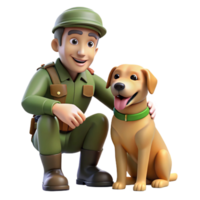 magnificent creative A soldier shares a moment of camaraderie with a stray dog amidst the ruins. Touching composition, heartwarming style exclusive png