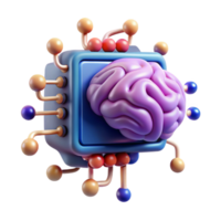 deslumbrante moderno uma cérebro-computador interface visualizado de brilhando neural conexões entre uma humano cérebro e uma computador lasca, dentro uma científico visualização estilo Alto qualidade png