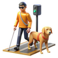 extraordinary rustic A robotic guide dog leading a visually impaired person through a busy street, illuminated by traffic lights. Street photography style 4K png