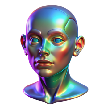 impressive rustic A holographic projection of a human face morphing and changing, illuminated by dynamic, shifting colors, rendered in a futuristic, artistic style high resolution png