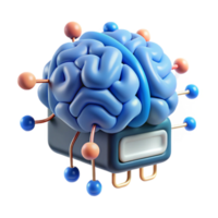 beautiful minimalist A brain-computer interface visualized by glowing neural connections between a human brain and a computer chip, in a scientific visualization style 4K png