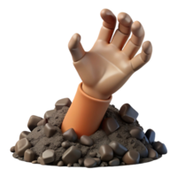 extraordinary abstract A withered hand reaching out from beneath a pile of rubble, haunting and symbolic, dim and dusty lighting 4K png
