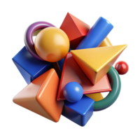 vibrant artistic A dynamic composition of fragmented shapes and forms, in bold, primary colors, illuminated by a harsh, contrasting light, with a cubist, abstract style high quality png