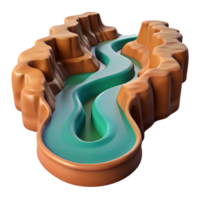 serene abstract A winding river cutting through a canyon, aerial view, dramatic lighting, realistic rendering original png