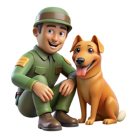 wonderful abstract A soldier shares a moment of camaraderie with a stray dog amidst the ruins. Touching composition, heartwarming style authentic png