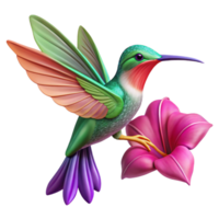 stunning classic A hummingbird hovering near a vibrant fuchsia flower, dynamic pose, vibrant colors, nature photography original png