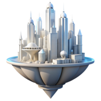 lindo moderno uma futurista flutuando cidade, lustroso branco arquitetura, brilhante luz solar, utópico estilo exclusivo png