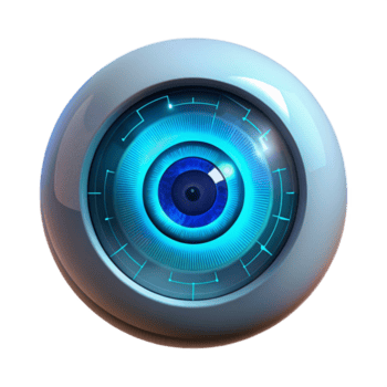 degno di nota rustico un' singolo umano occhio con un' digitale hud copertura visualizzazione dati, illuminato di un' morbido, blu luce, nel un' cyberpunk stile alto risoluzione png