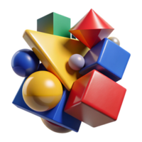 dramatic modern A dynamic composition of fragmented shapes and forms, in bold, primary colors, illuminated by a harsh, contrasting light, with a cubist, abstract style premium png