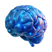 dramatic traditional A holographic projection of a human brain, intricately detailed with neural pathways illuminated by pulsating blue light, rendered in a hyperrealistic style premium png