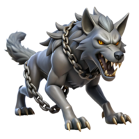 beautiful minimalist A fierce Norse Fenrir, monstrous wolf bound by Gleipnir, struggling against his chains. Dark fantasy style, dramatic lighting original png