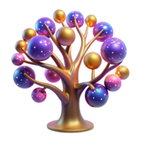stunning abstract A tree of life, its branches reaching out into the cosmos, adorned with glowing celestial fruit. Fantasy, vibrant colors high resolution png