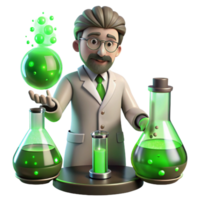 dramatic creative A scientist in a Victorian laboratory, surrounded by bubbling beakers and strange contraptions, lit by the eerie green glow of a Bunsen burner. Steampunk, detailed style professional png