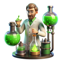dramatic minimalist A scientist in a Victorian laboratory, surrounded by bubbling beakers and strange contraptions, lit by the eerie green glow of a Bunsen burner. Steampunk, detailed style detailed png